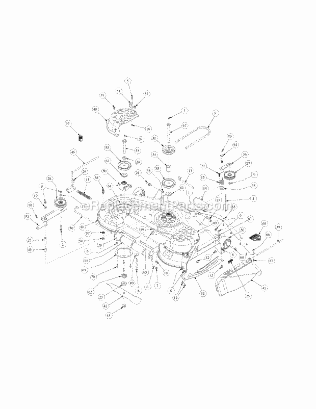 Formed Cutter Deck Diagram and Parts List for M50-KHS 53AB5BBP750-23HP-OHV Cub Cadet Lawn Tractor
